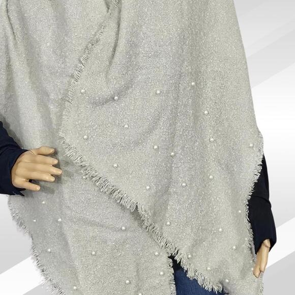 2/$30 INC International Concepts Gray Faux Pearl Embellished Bias Wrap One Size - Picture 3 of 6